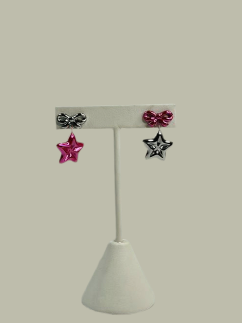 Aretes Moño Rosa