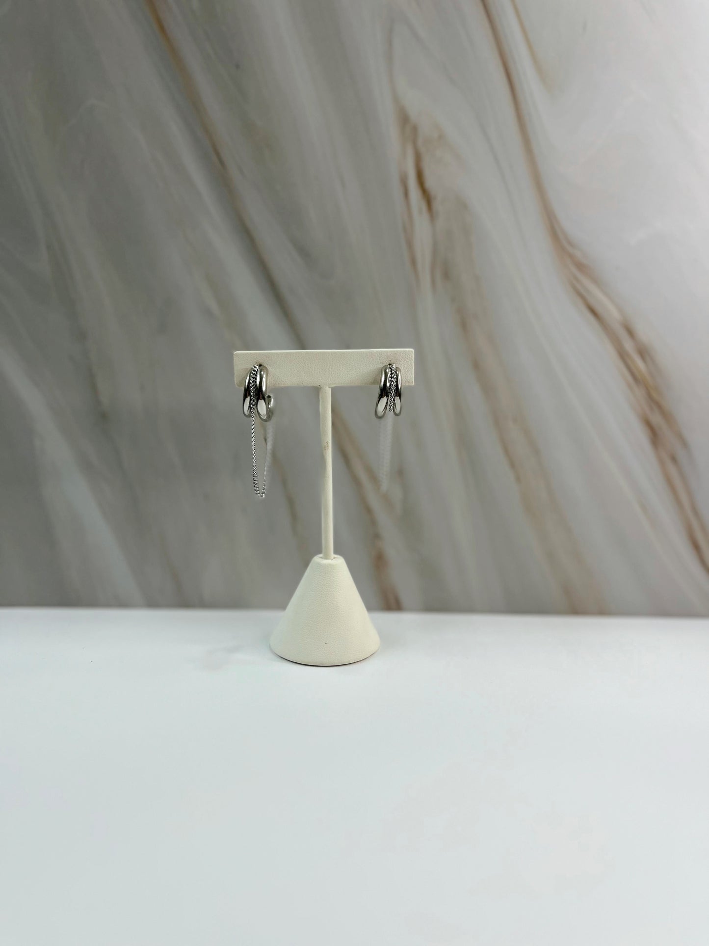 Aretes Cadena Plateado