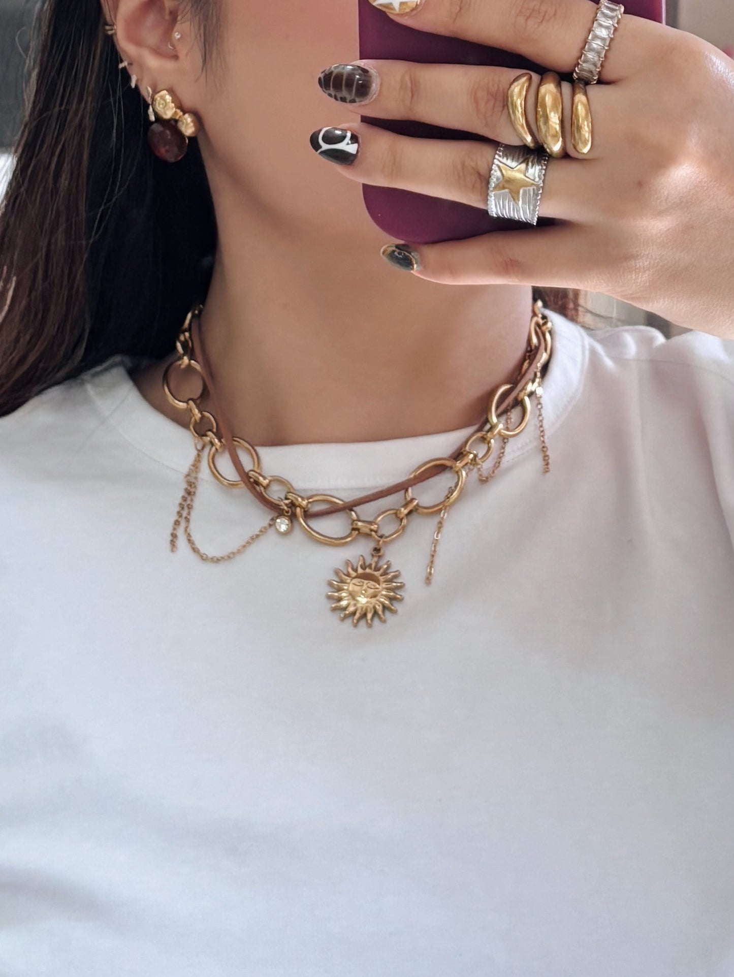 Collar combinado café