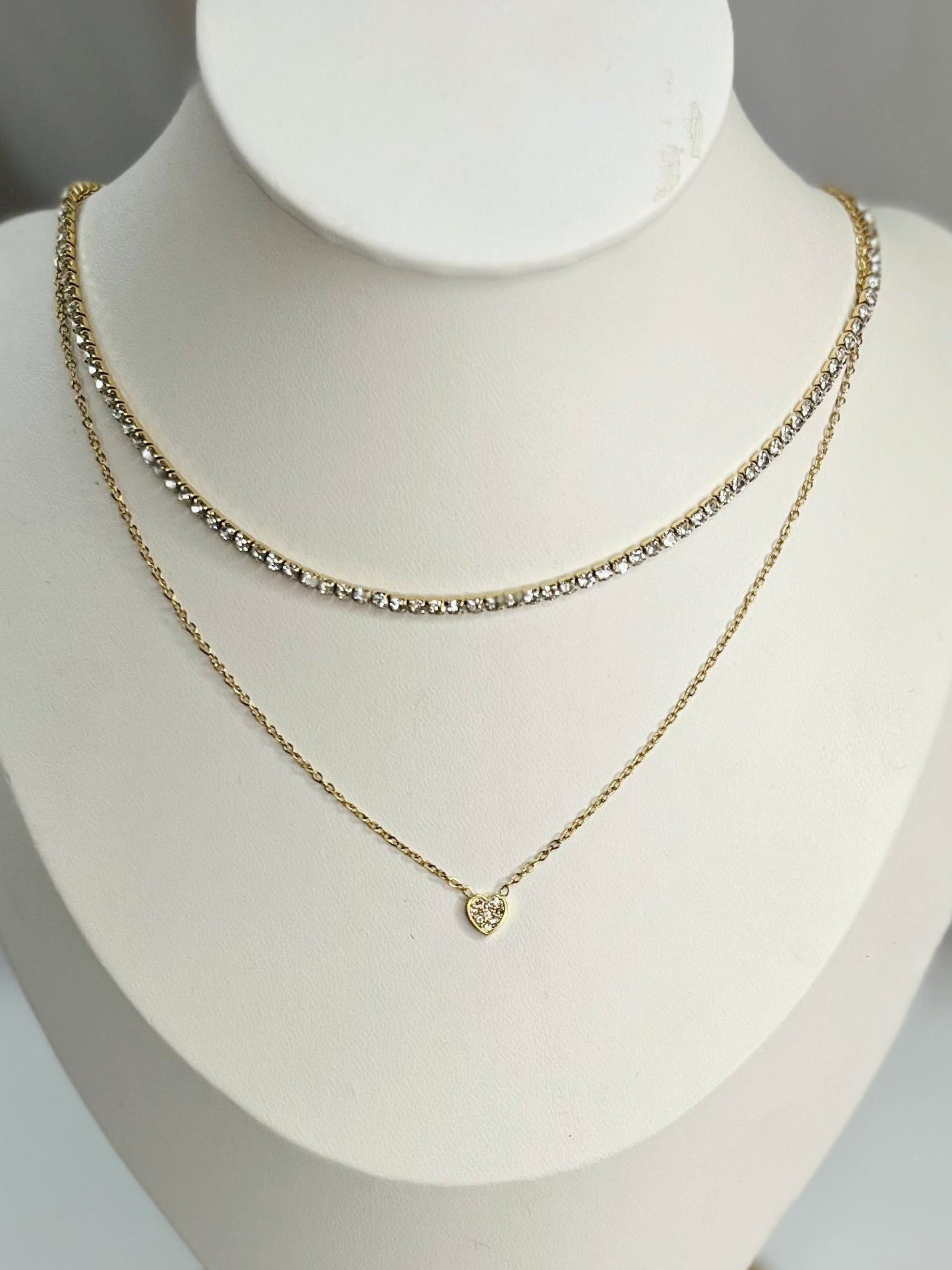 Collar doble tenis corazón