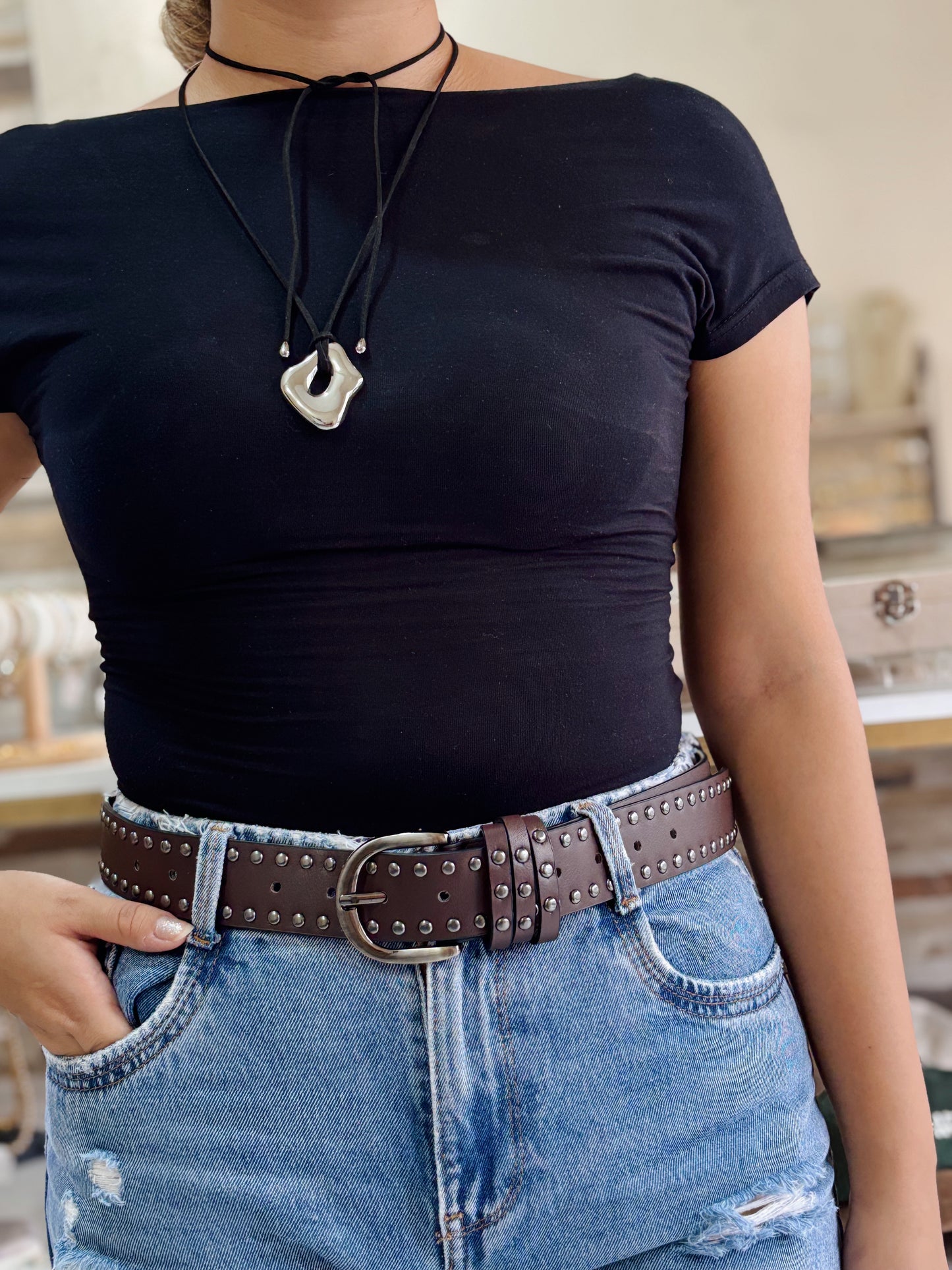 Cinturón café puntos