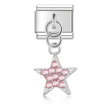 Charm colgante estrella rosa zirc