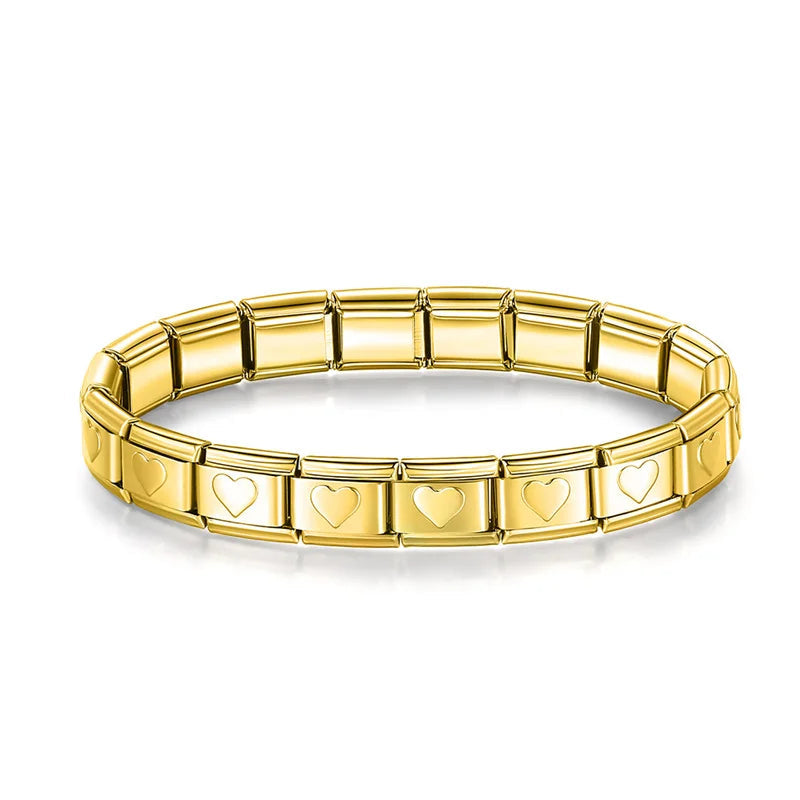 Brazalete Dorado Con Corazones