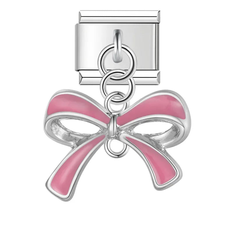 Charm Colgante Moño Rosa