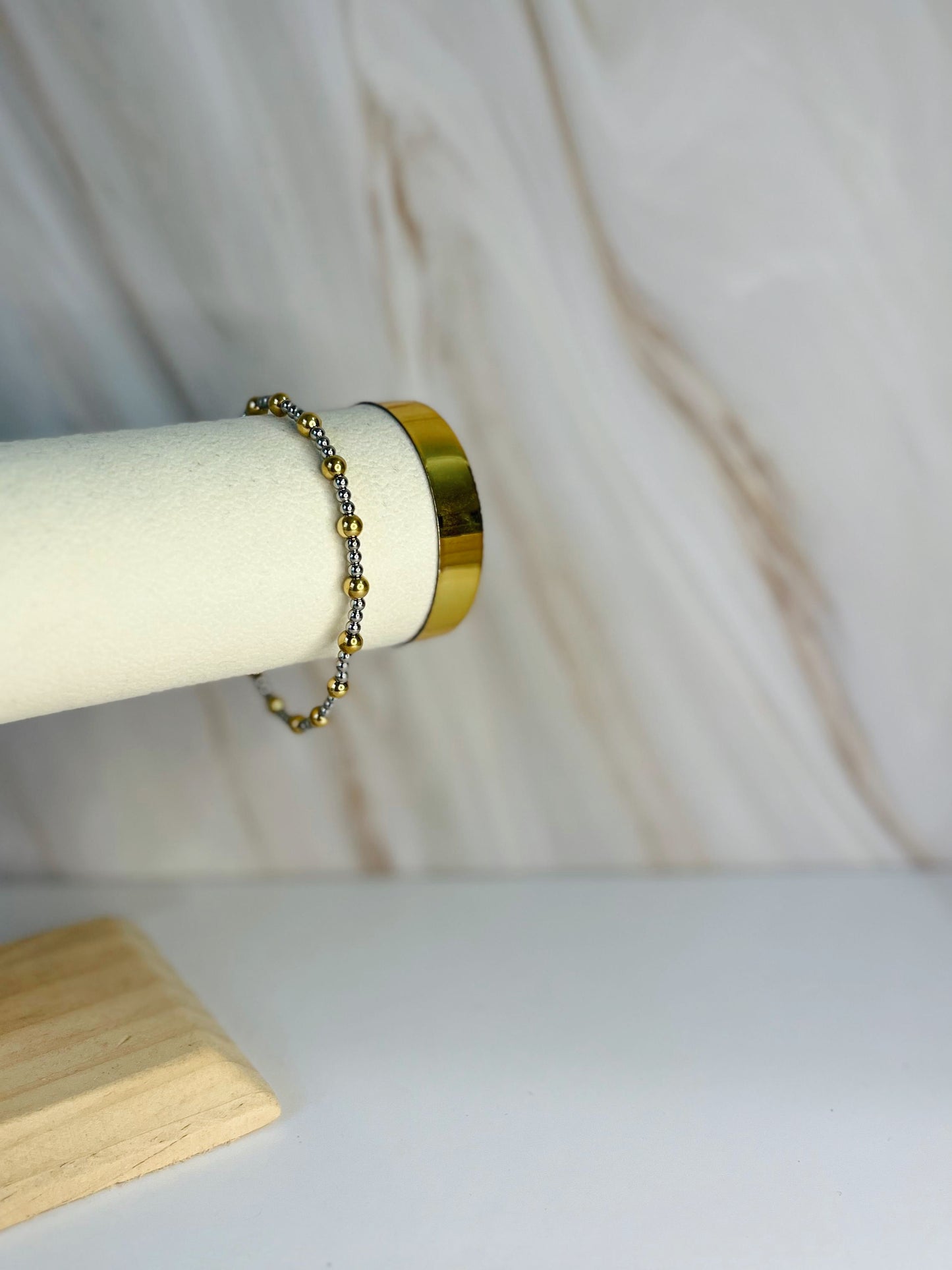 Pulseras bolitas bicolor