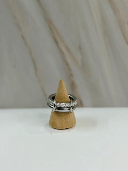 Anillo doble zirc plateado #8