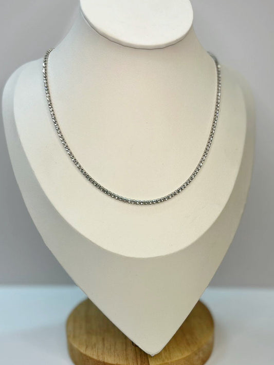 Collar tenis ch plateado