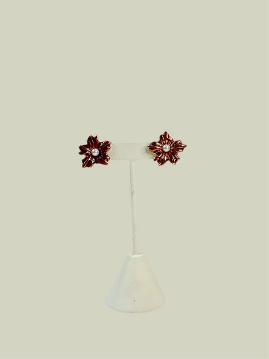 Aretes Flor Roja