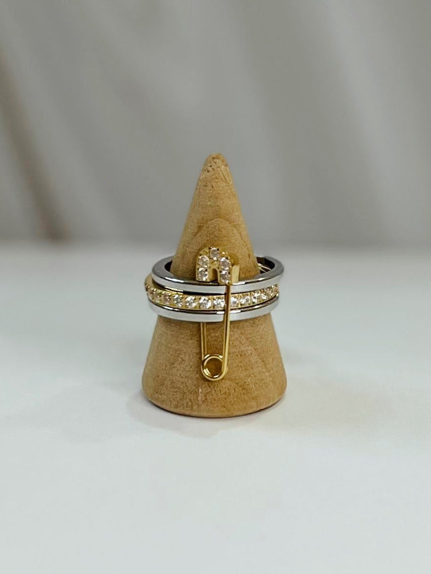 Anillo Clip circonia bicolor