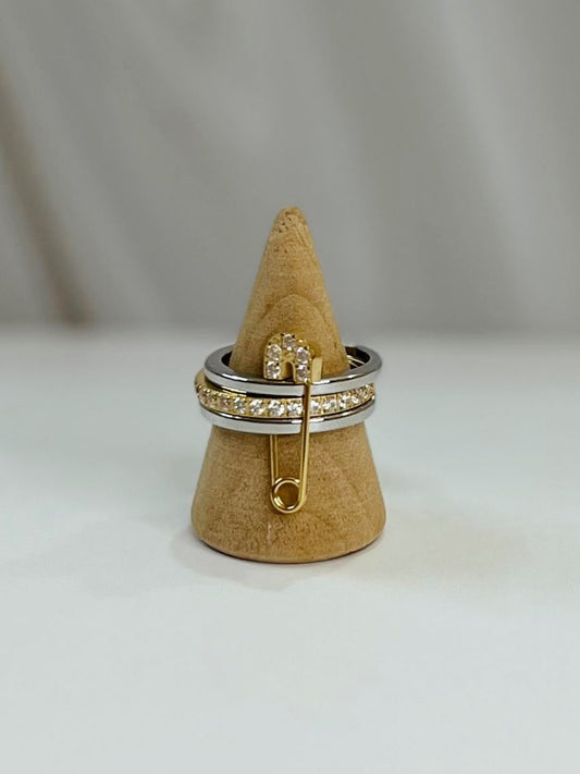 Anillo Clip circonia bicolor