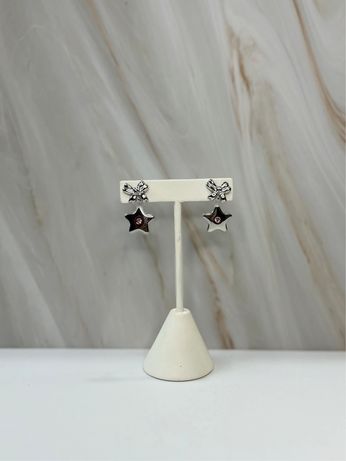 Aretes Moño Plateado