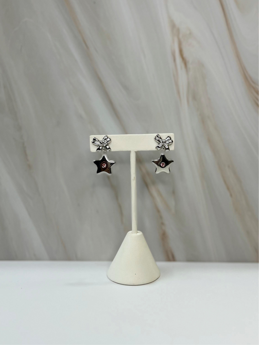 Aretes Moño Plateado