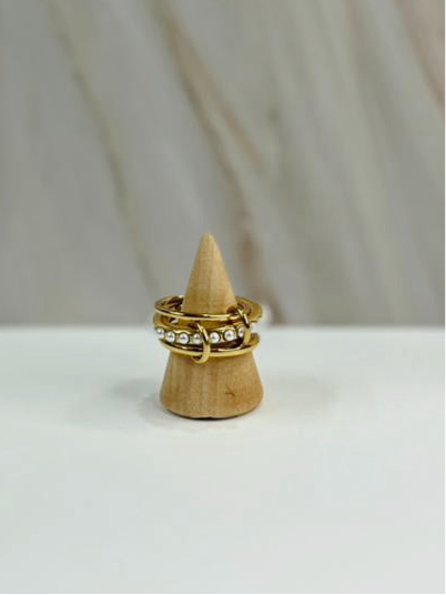 Anillo triple perla #8