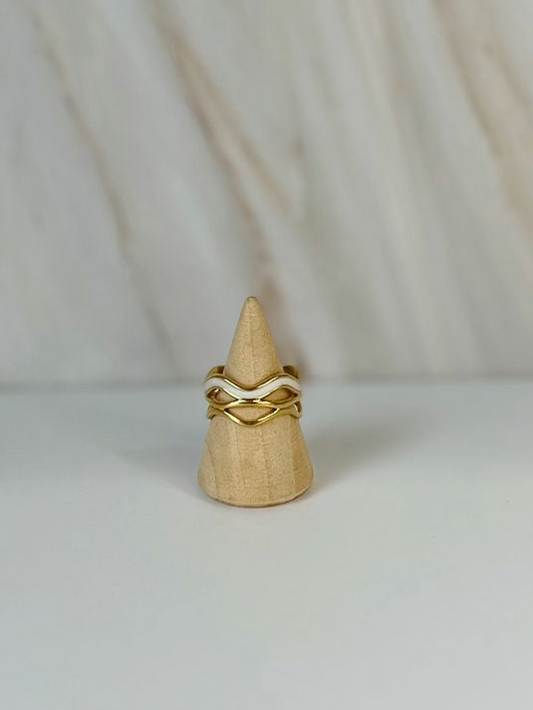 Anillo ondas blanco