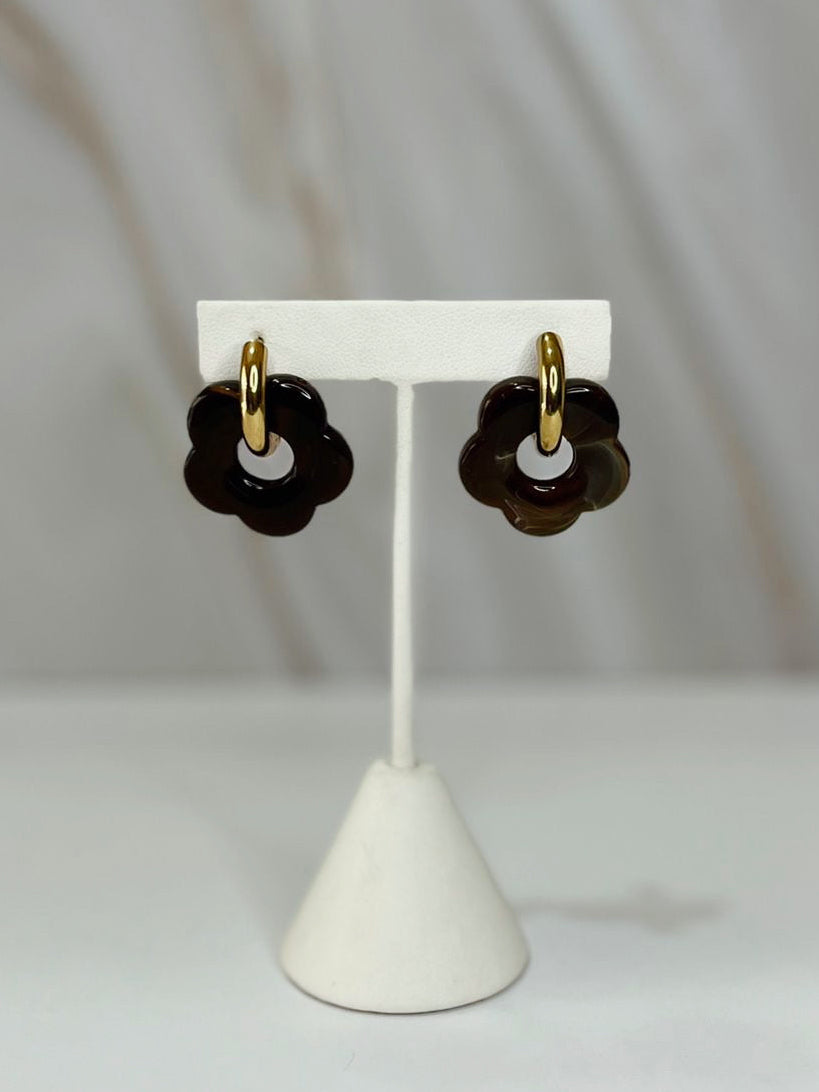 Aretes flor cafe