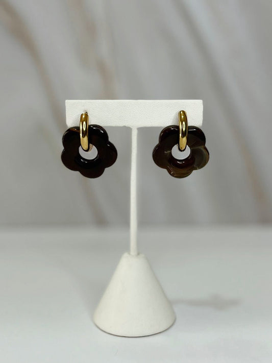 Aretes flor cafe