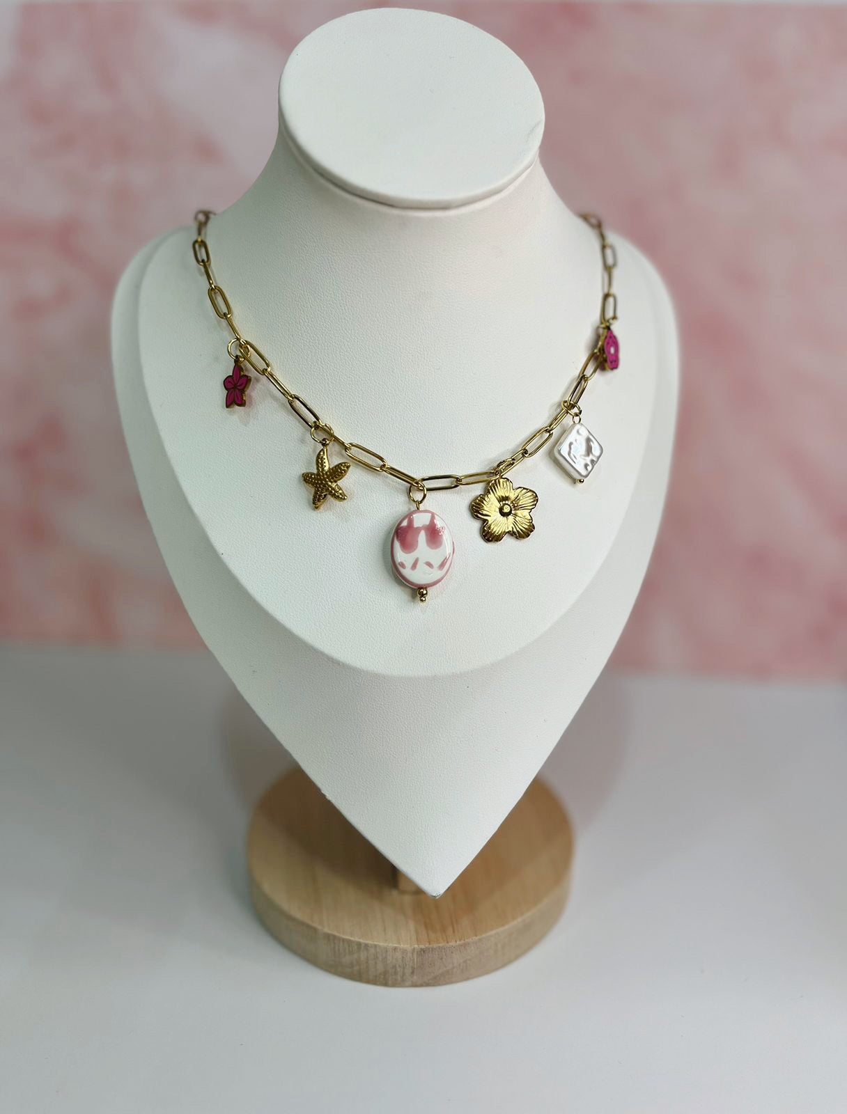 Collar dijes rosas Talavera