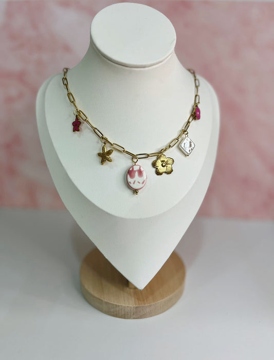 Collar dijes rosas Talavera