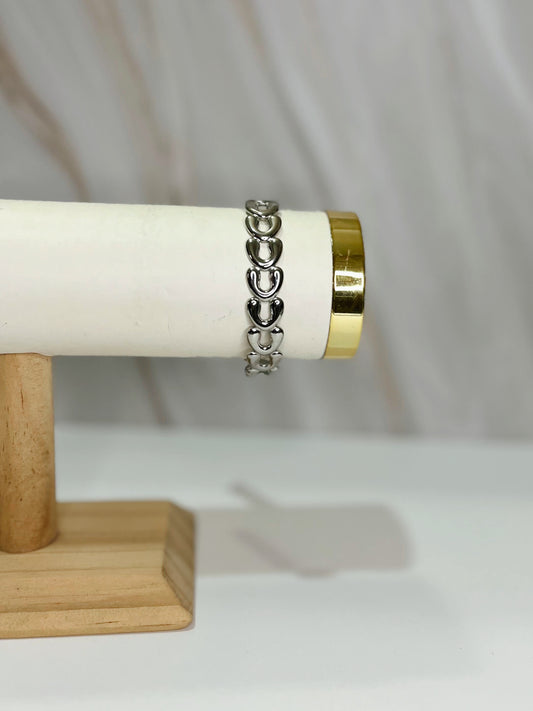 Brazalete eslabón G plateado