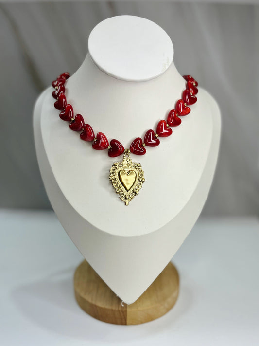 Collar Rojo corazón