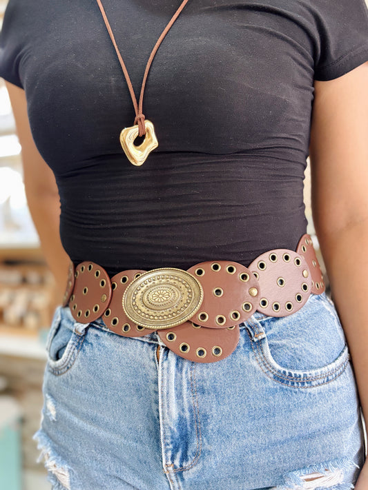 Cinturón vaquero café