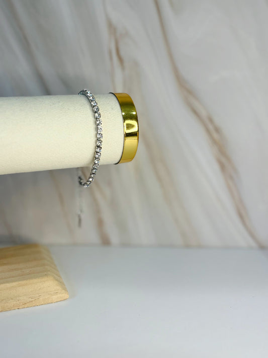 Pulsera tenis g plateada