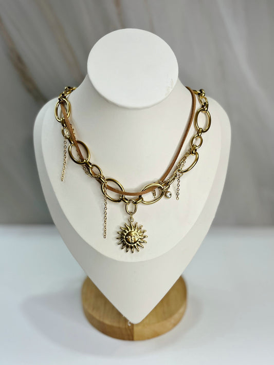 Collar combinado café