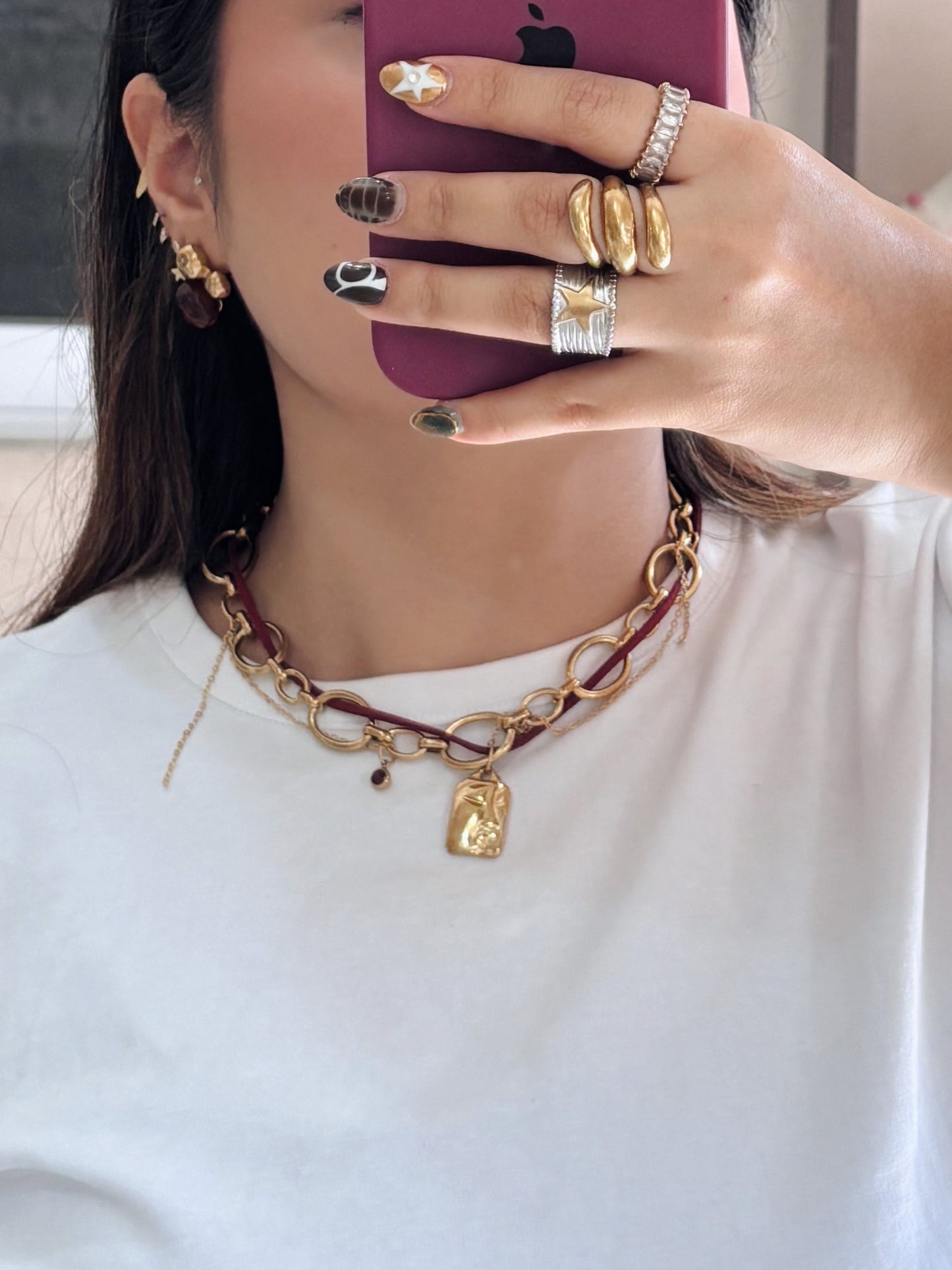 Collar combinado rojo