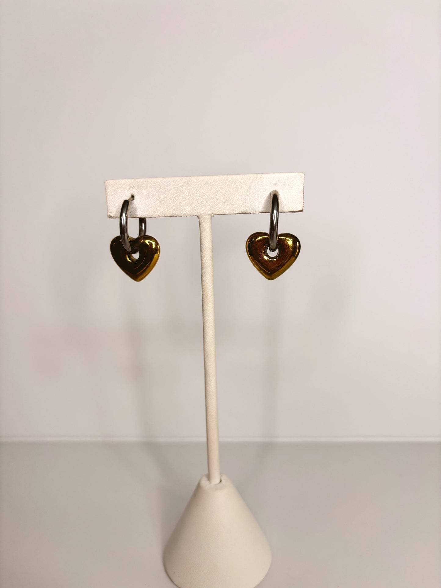 Arracada corazón bicolor