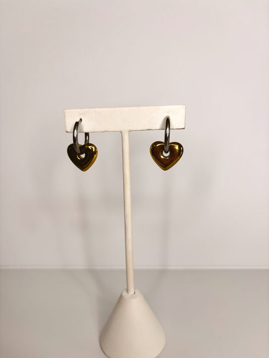 Arracada corazón bicolor