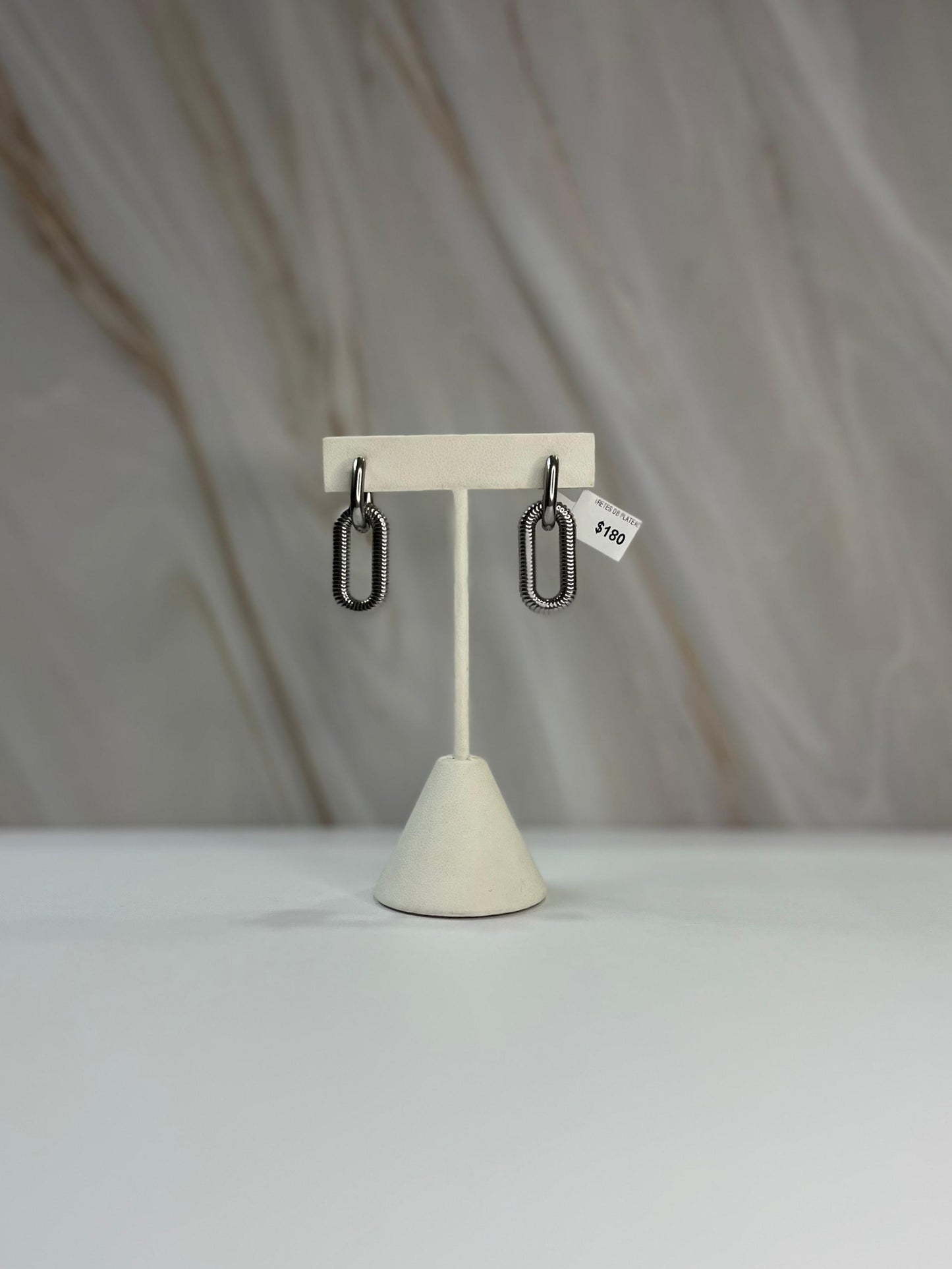 Aretes dobles Plateados eslabón