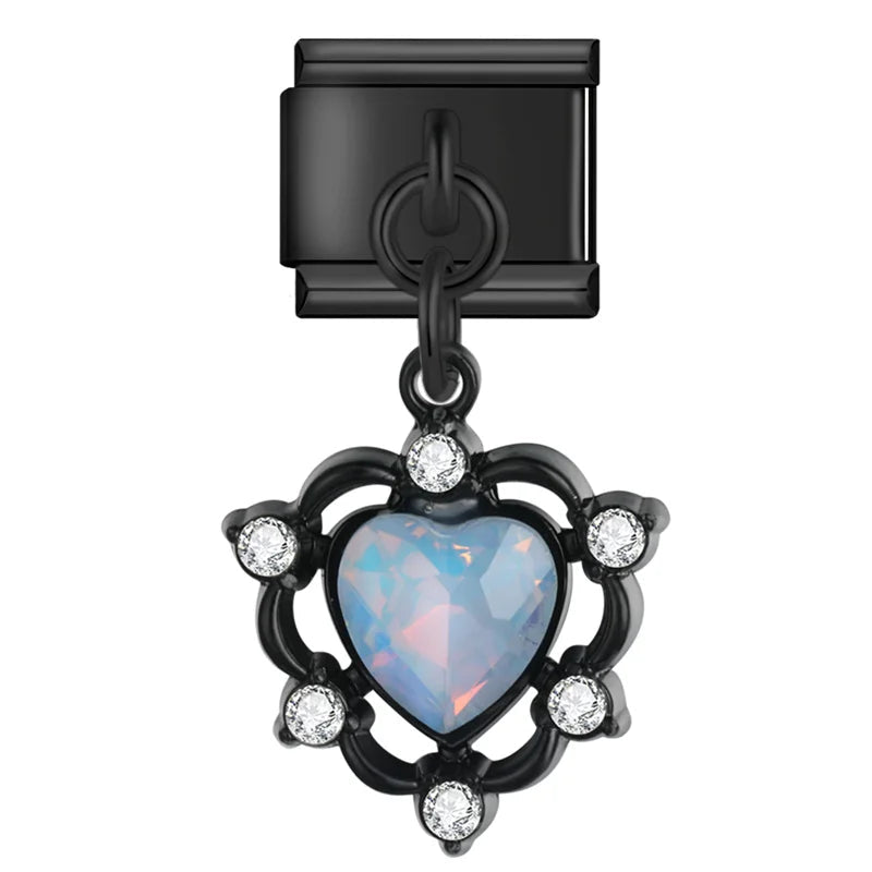 Charm Negro Corazón Colgante