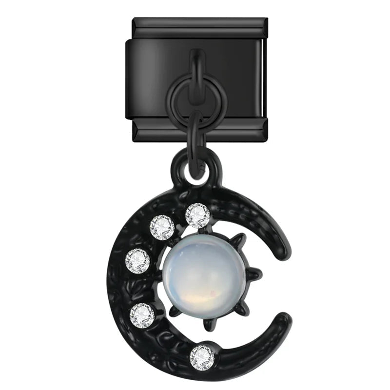 Charm Negro Luna Colgante