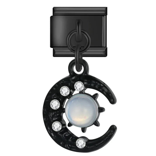 Charm Negro Luna Colgante