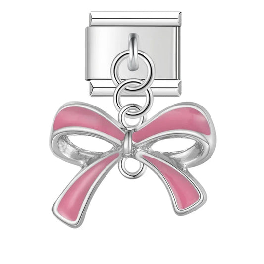 Charm Colgante Moño Rosa